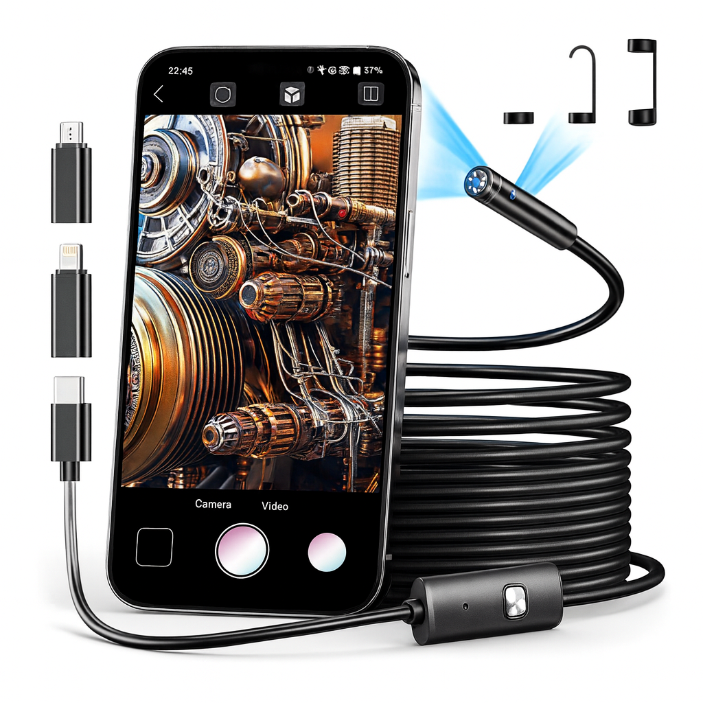 Norillo™ – Flexibel HD Endoskopkamera med 6 Justerbara LED-Lampor