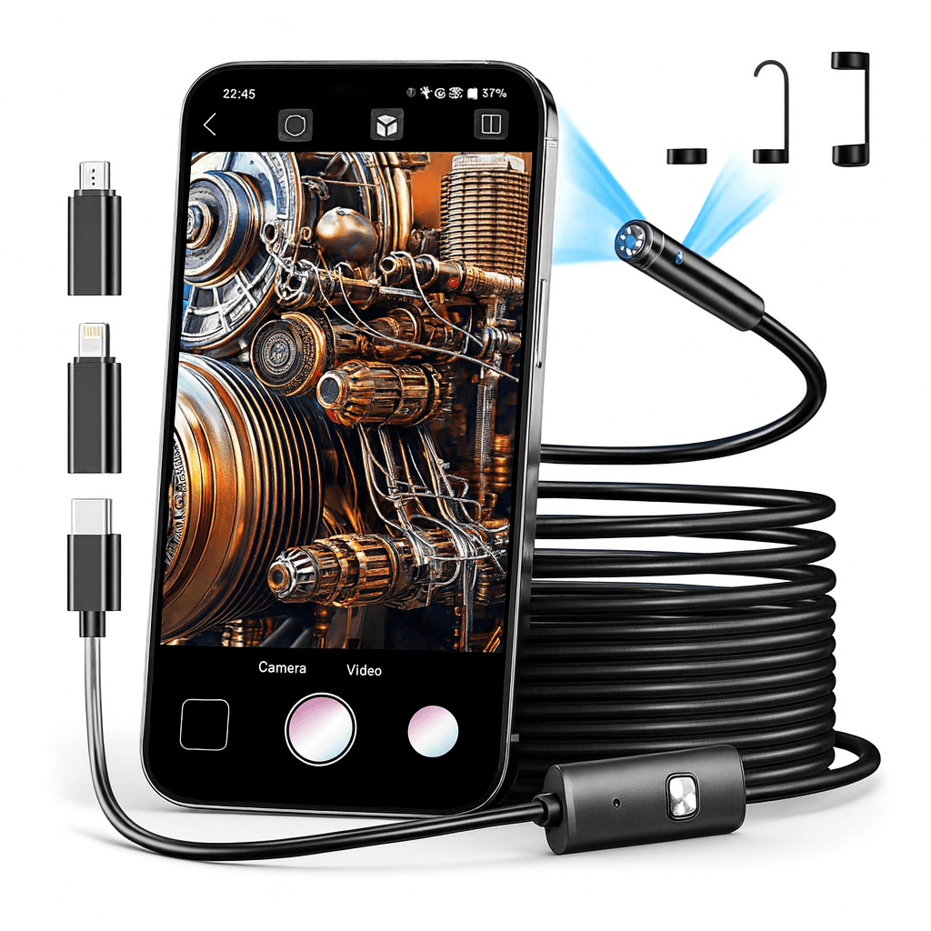 Norillo™ – Flexibel HD Endoskopkamera med 6 Justerbara LED-Lampor