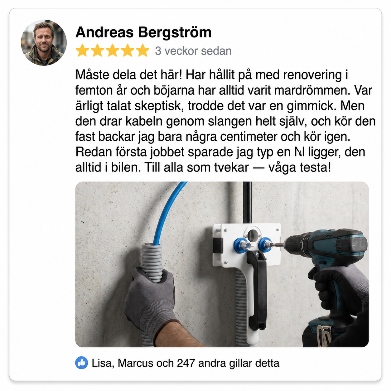Norillo® – CableDrive – Drar kabel genom röret på minuter, helt själv