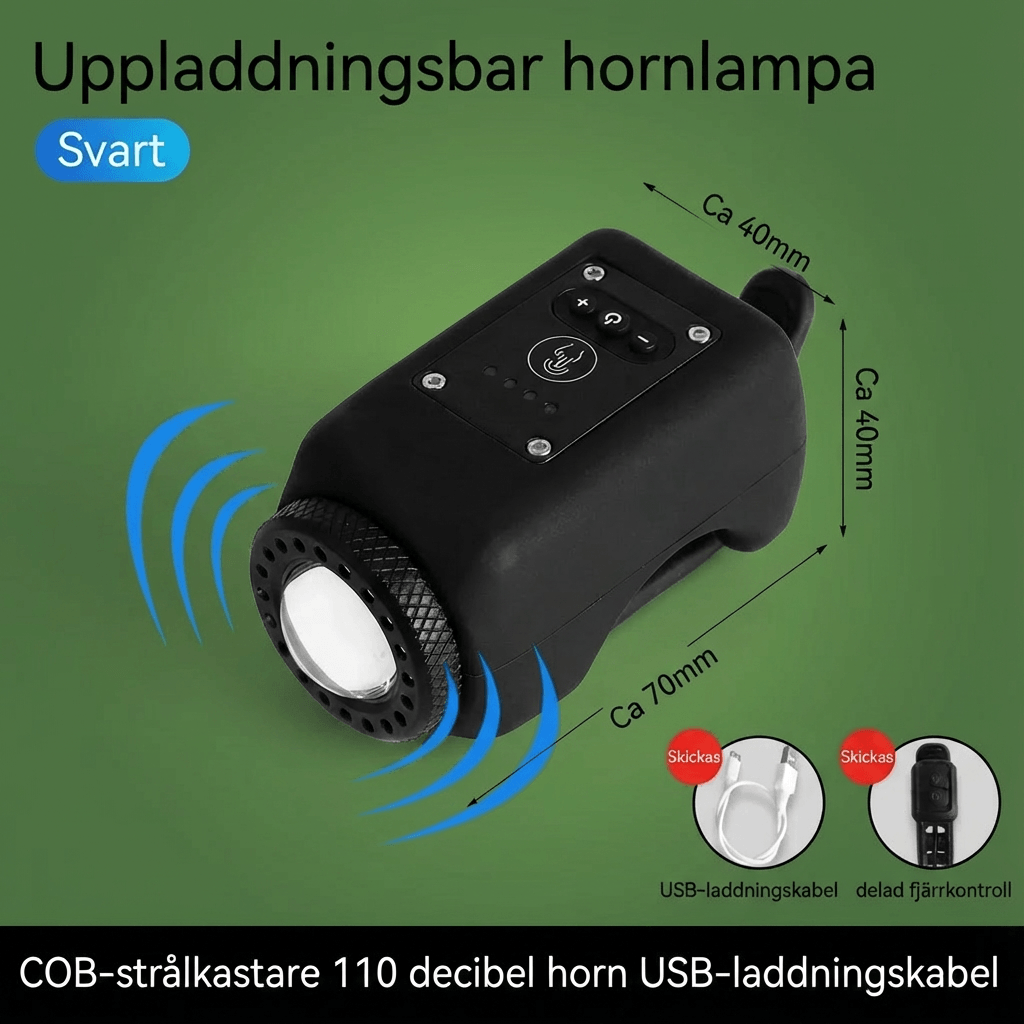 Norillo™ – 110 dB cykeltuta med långräckviddande framljus för nattkörning