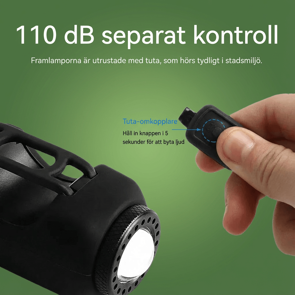 Norillo™ – 110 dB cykeltuta med långräckviddande framljus för nattkörning