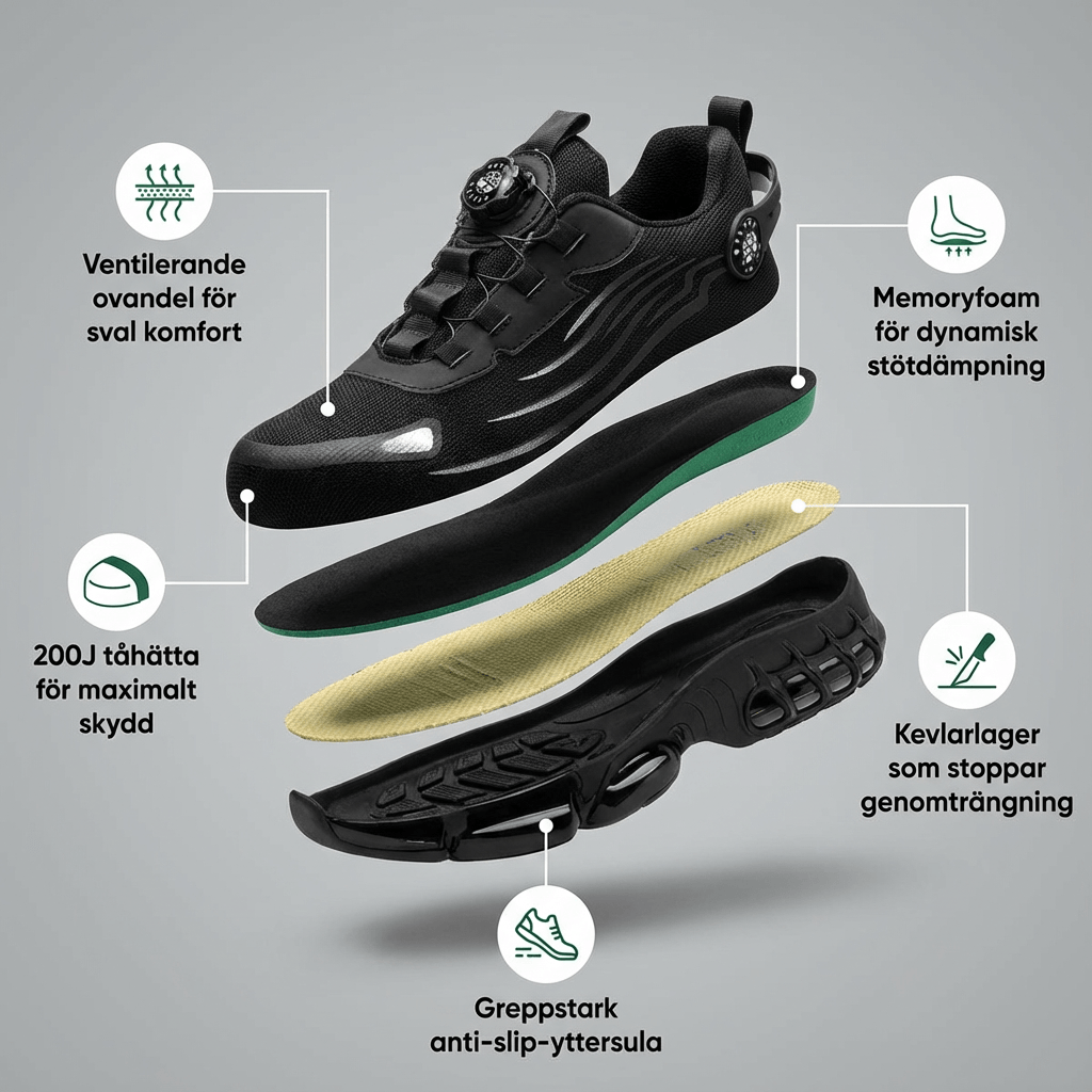 Norillo™ – ArmorFlex S3 Air – Ultralätta skyddsskor med stålhätta & vridspänne