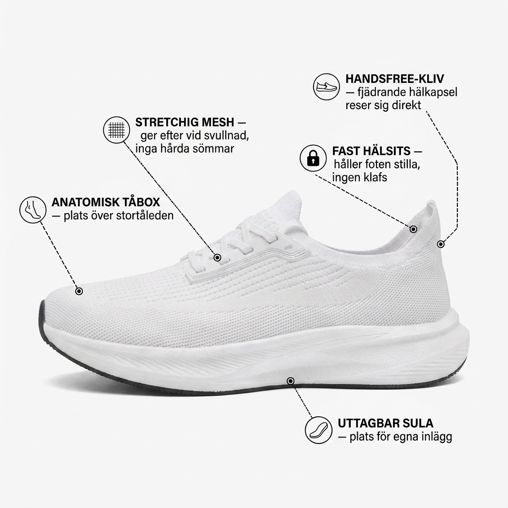 Stigré™ – Hallux-vänliga sneakers du kliver i utan att böja dig