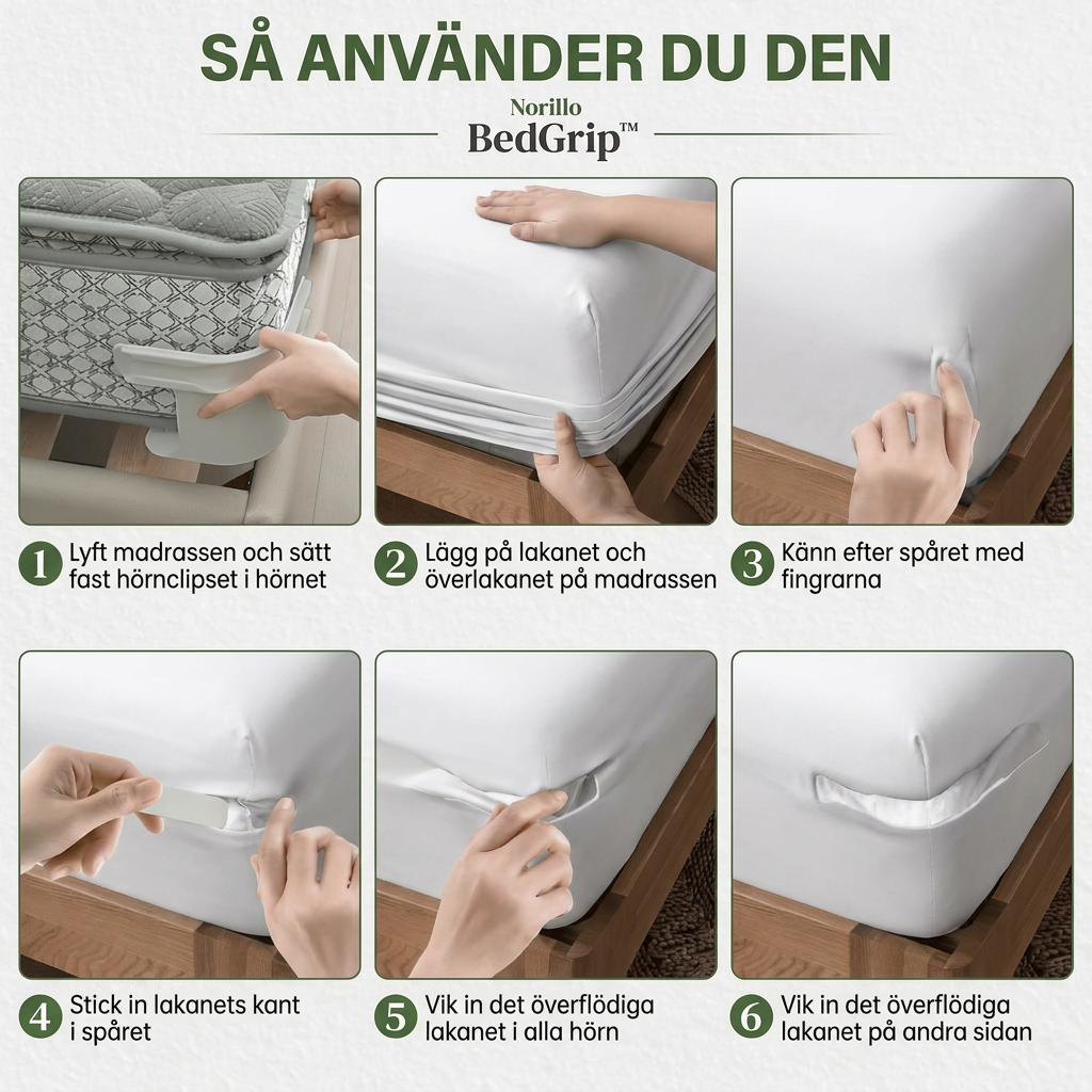 Norillo™ – BedGrip – Slipp lösa hörn och skrynkliga lakan för alltid