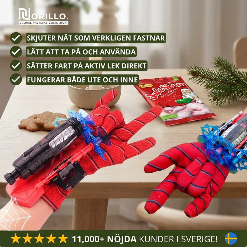 Norillo™ – Spiderman-handskar som skjuter nät som fäster på riktigt