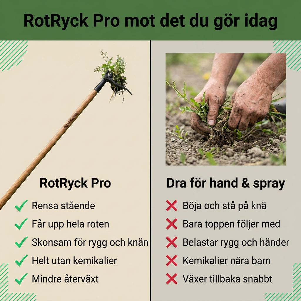 Norillo® – RotRyck Pro – Dra upp ogräset med roten utan att böja dig