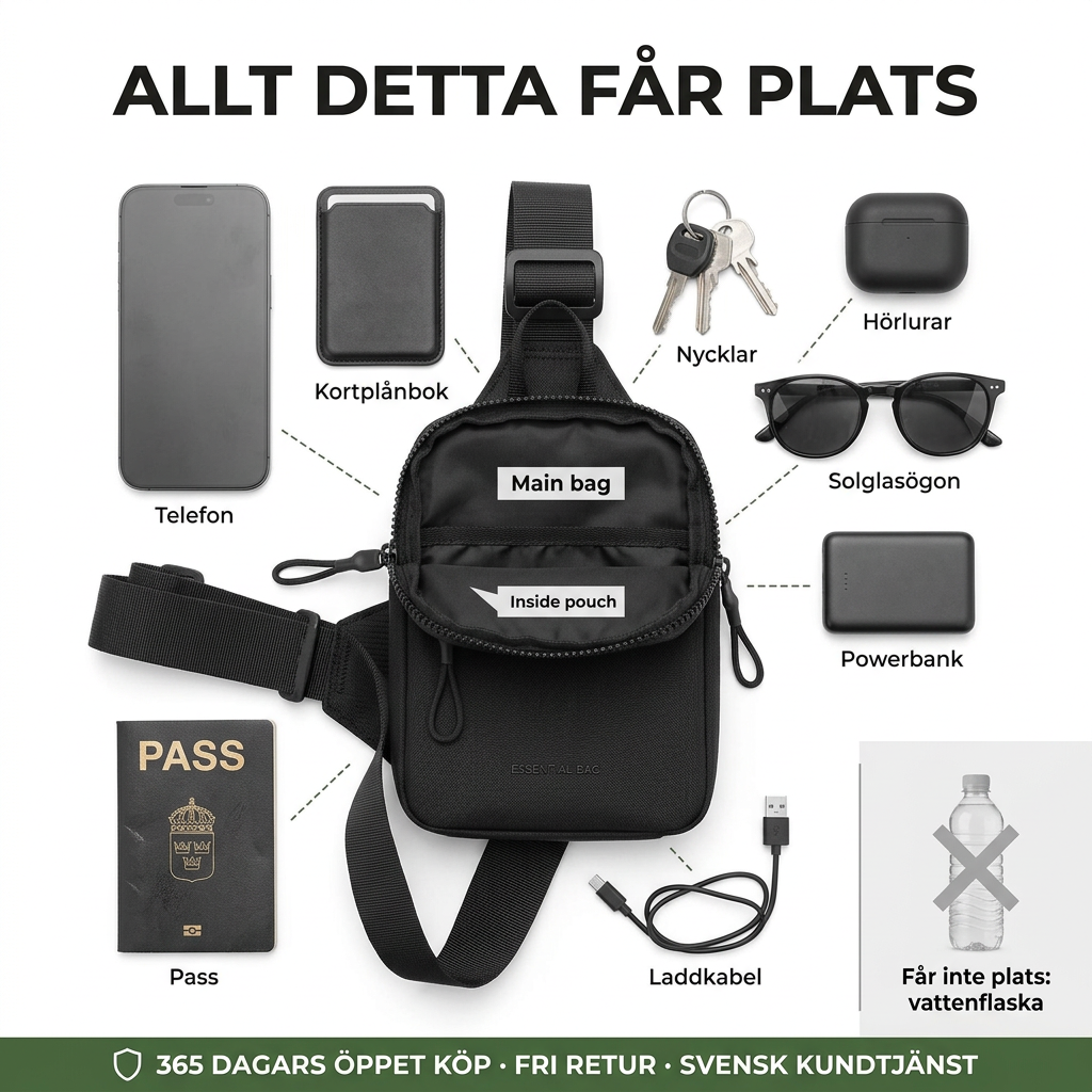 Norillo® – SlimCross – Kompakt crossbody som ersätter fulla fickor