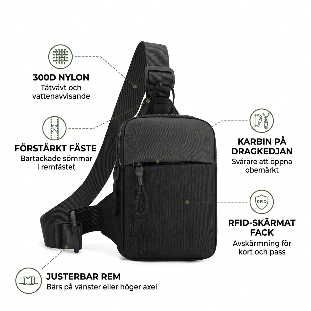Norillo® – SlimCross – Kompakt crossbody som ersätter fulla fickor