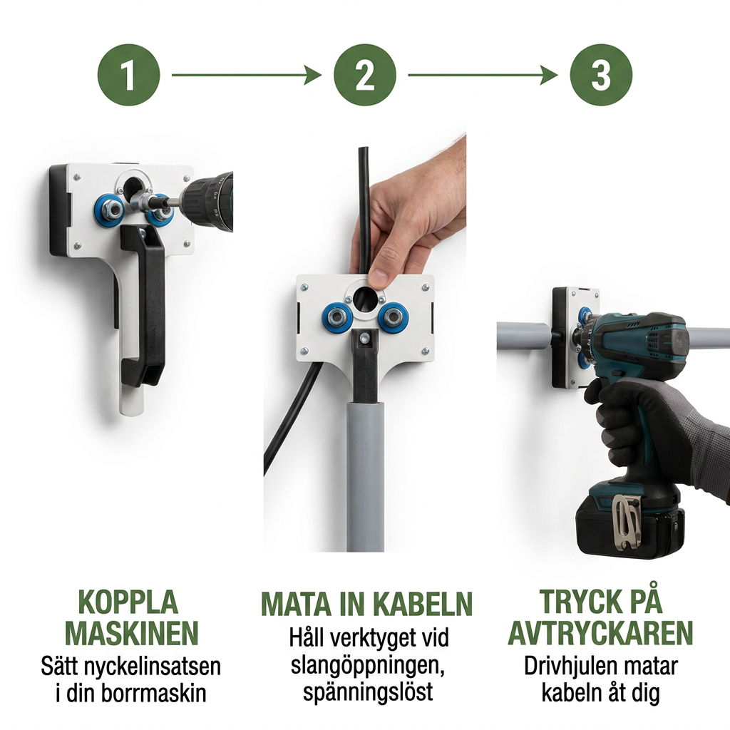 Norillo® – CableDrive – Drar kabel genom röret på minuter, helt själv