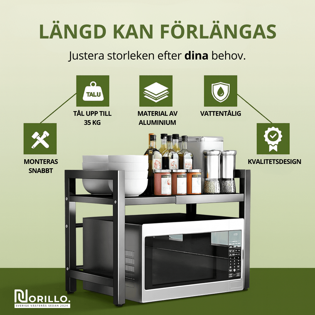 Norillo™ – Justerbart mikrovågsställ som frigör köksyta