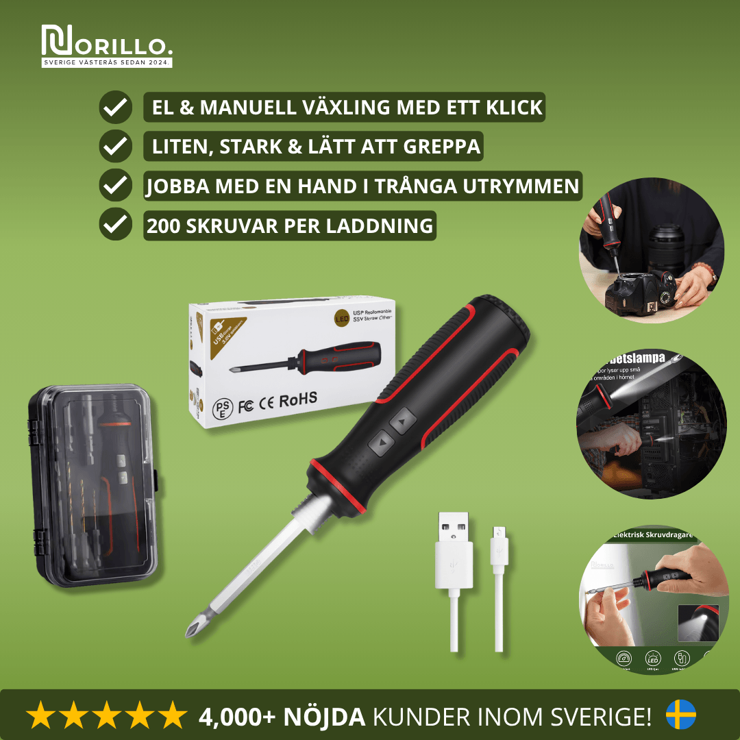 Norillo™ – Kraftfull 2-i-1 Elektrisk & Manuell Skruvmejsel