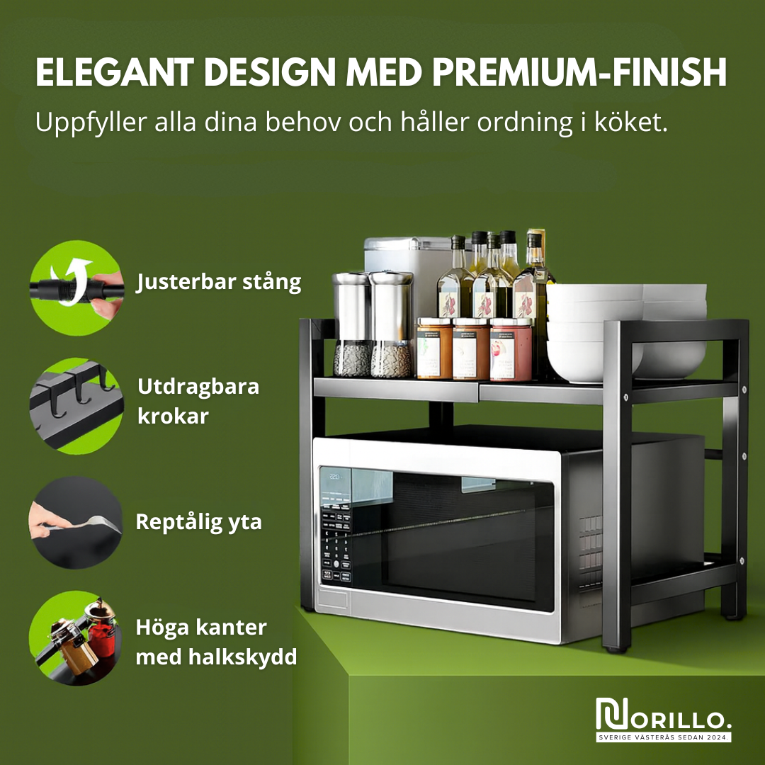 Norillo™ – Justerbart mikrovågsställ som frigör köksyta