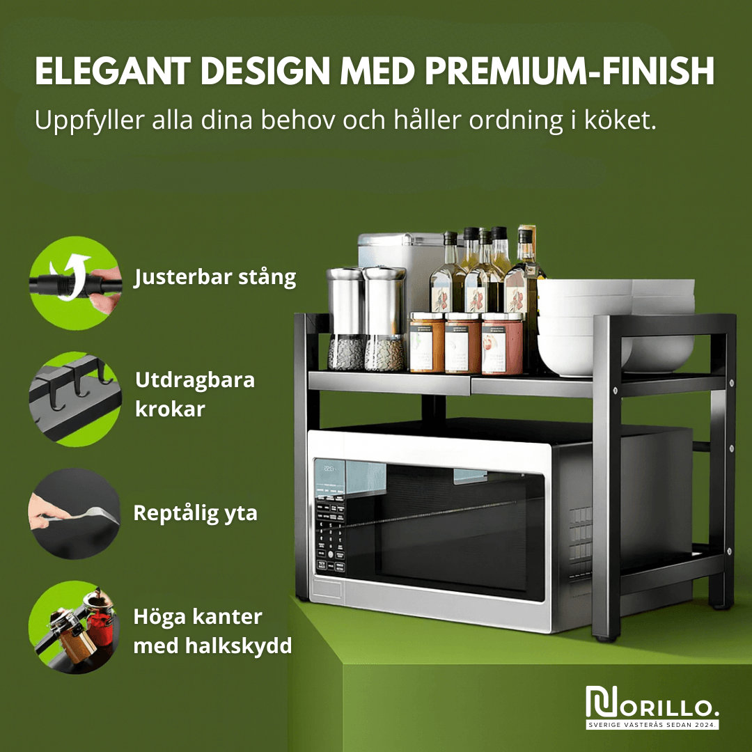 Norillo™ – Justerbart mikrovågsställ som frigör köksyta