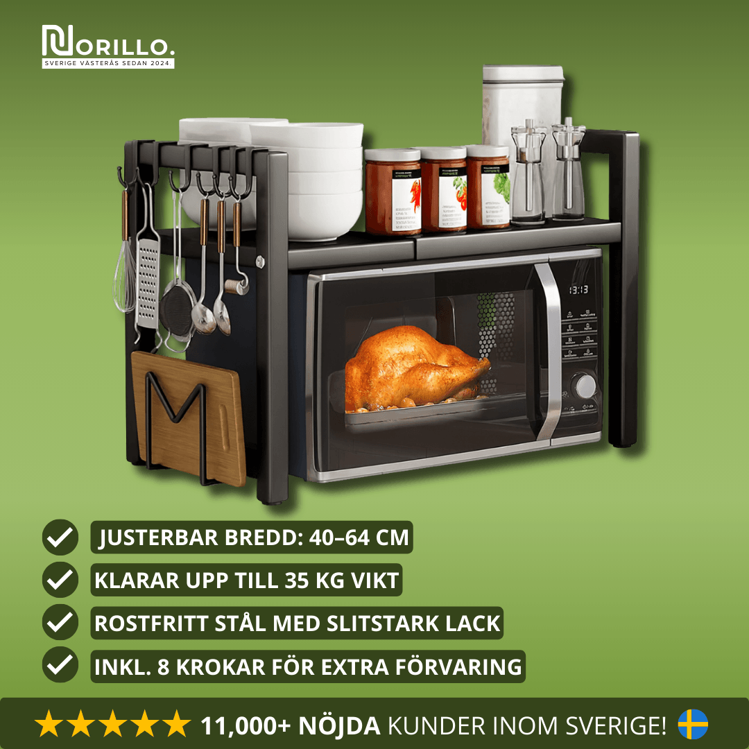 Norillo™ – Justerbart mikrovågsställ som frigör köksyta