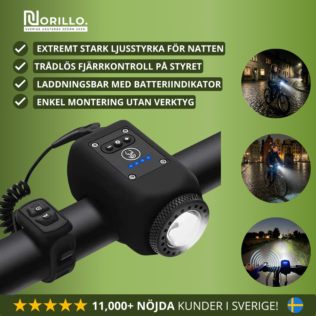 Norillo™ – 110 dB cykeltuta med långräckviddande framljus för nattkörning