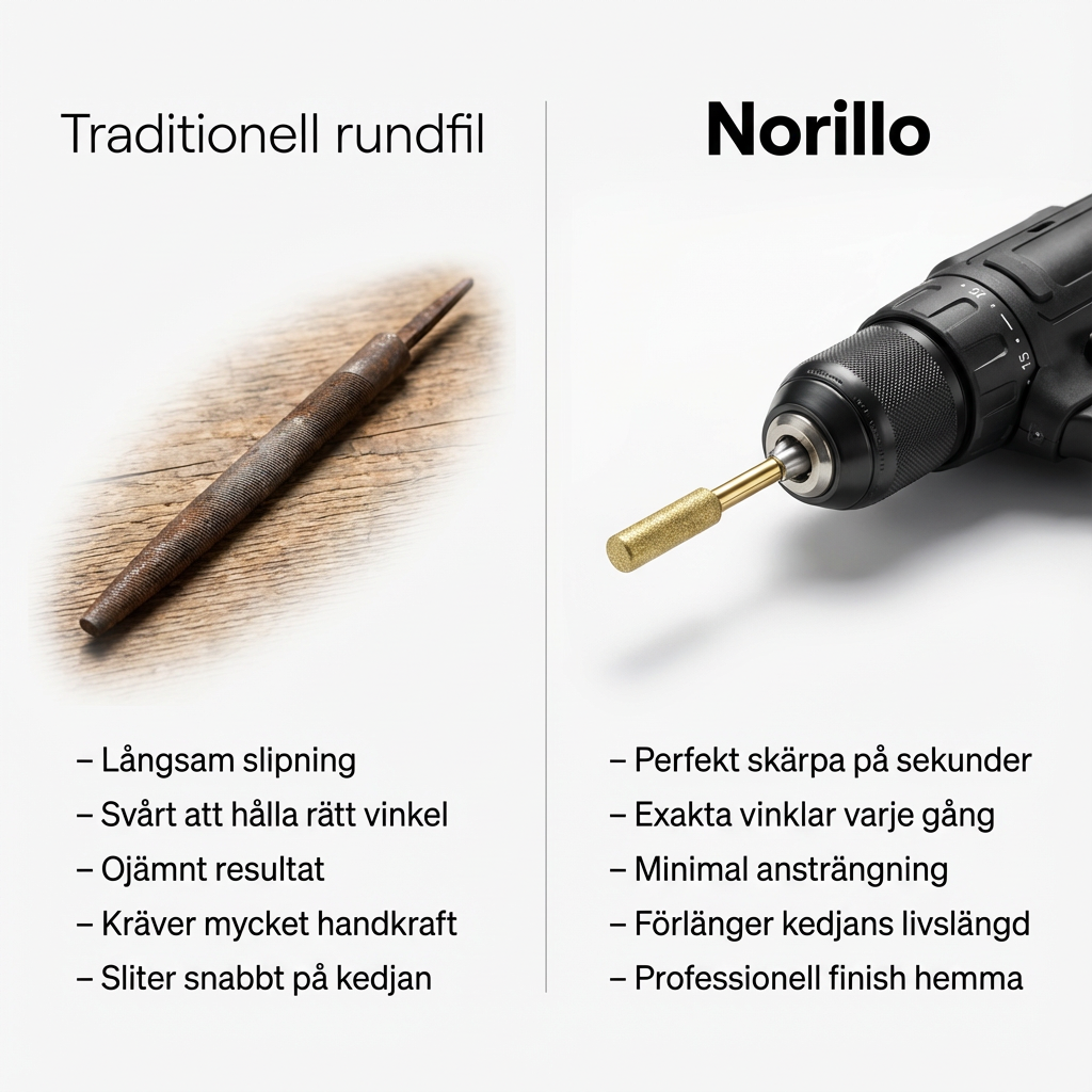 Norillo™ – 3-i-1 Kedjeslipbits för Perfekt Kedjeskärpa