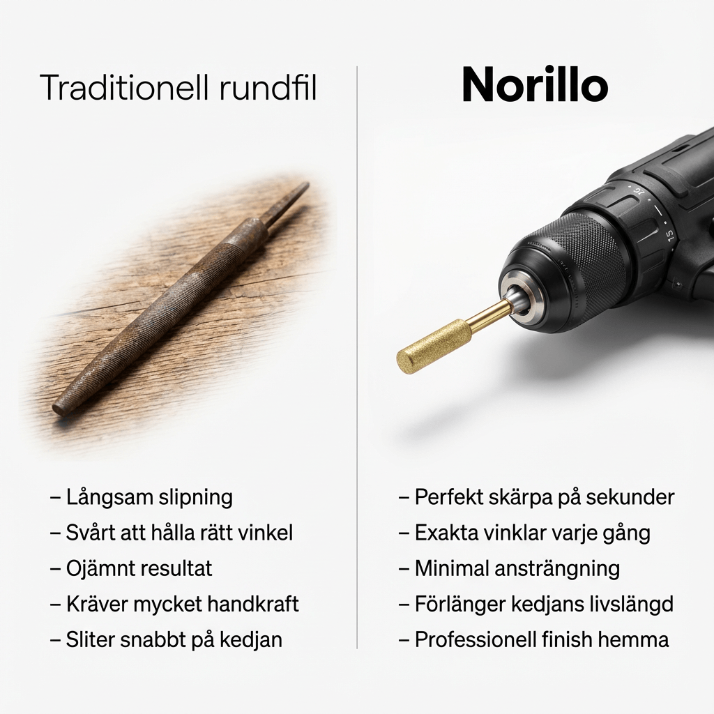 Norillo™ – 3-i-1 Kedjeslipbits för Perfekt Kedjeskärpa
