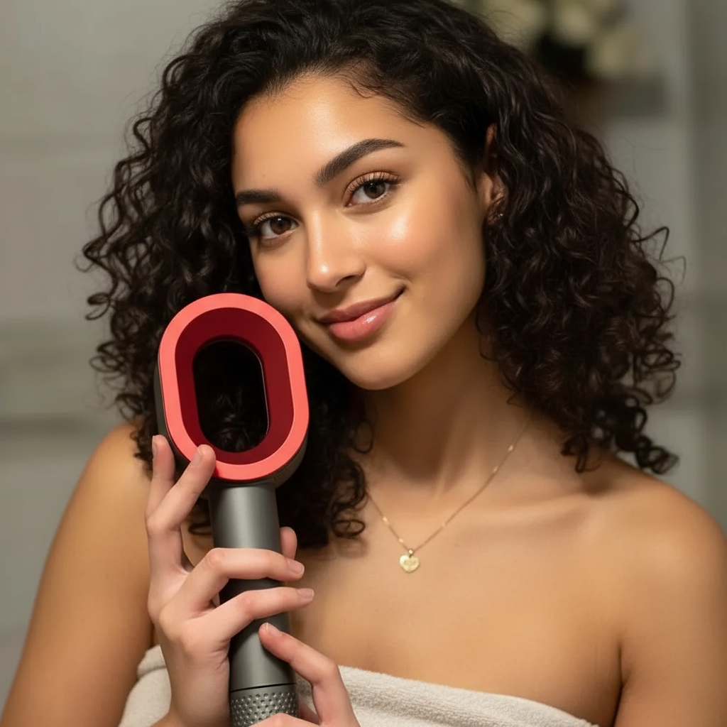 Duschhandtag med mineralfilter som minskar kalk och klor