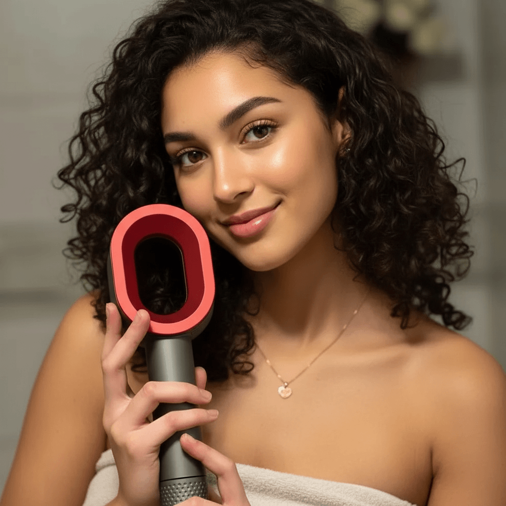 Duschhandtag med mineralfilter som minskar kalk och klor