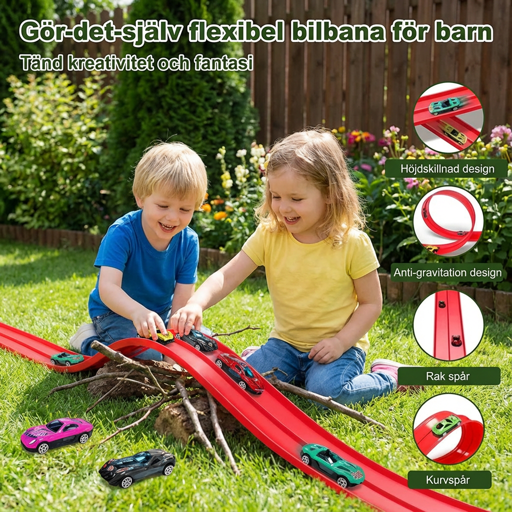 Norillo™ – Flexibelt racerbane-set som låter barn bygga egna fartfyllda bilbanor