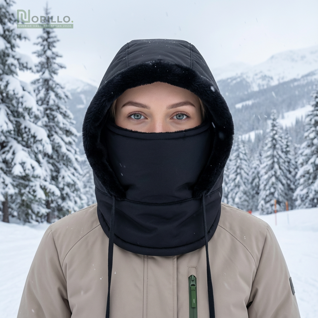 Norillo™ – Vindtät vinterhuva med justerbar passform för ansikte & hals