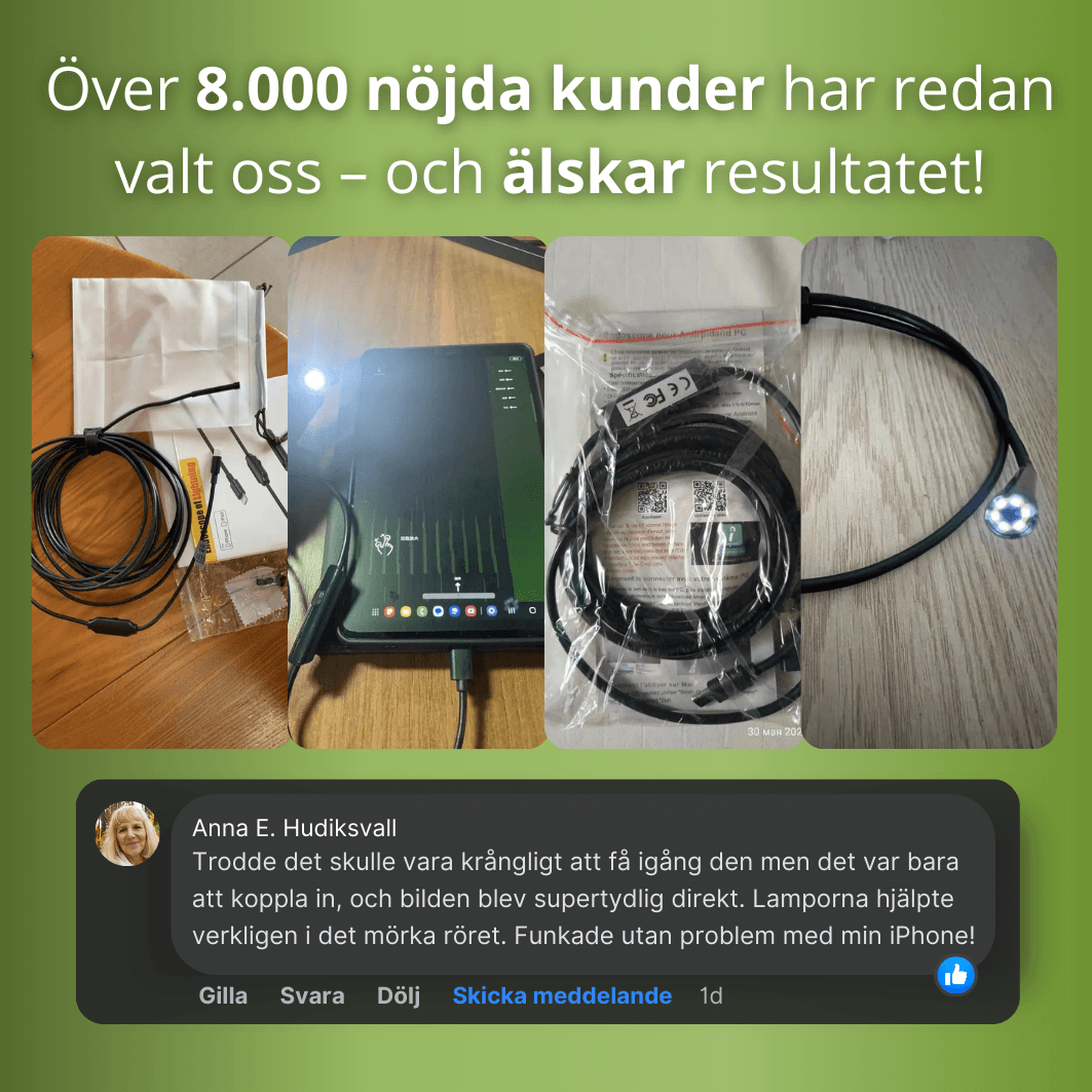 Norillo™ – Flexibel HD Endoskopkamera med 6 Justerbara LED-Lampor