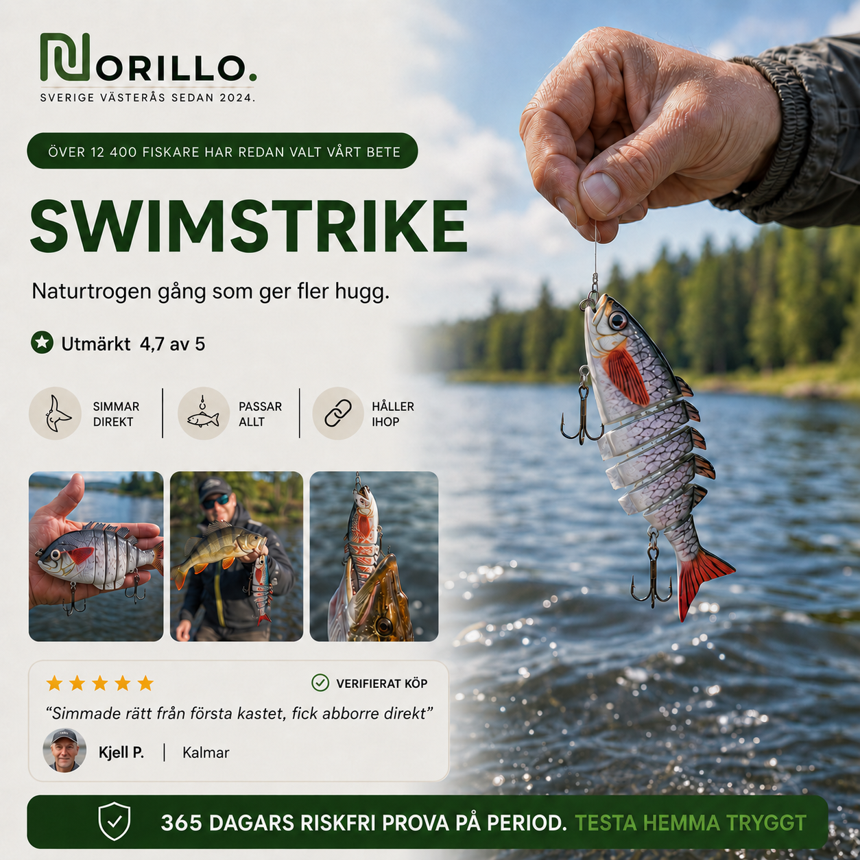 Norillo® – SwimStrike – Ledat fiskedrag som lockar rovfisk med naturlig gång
