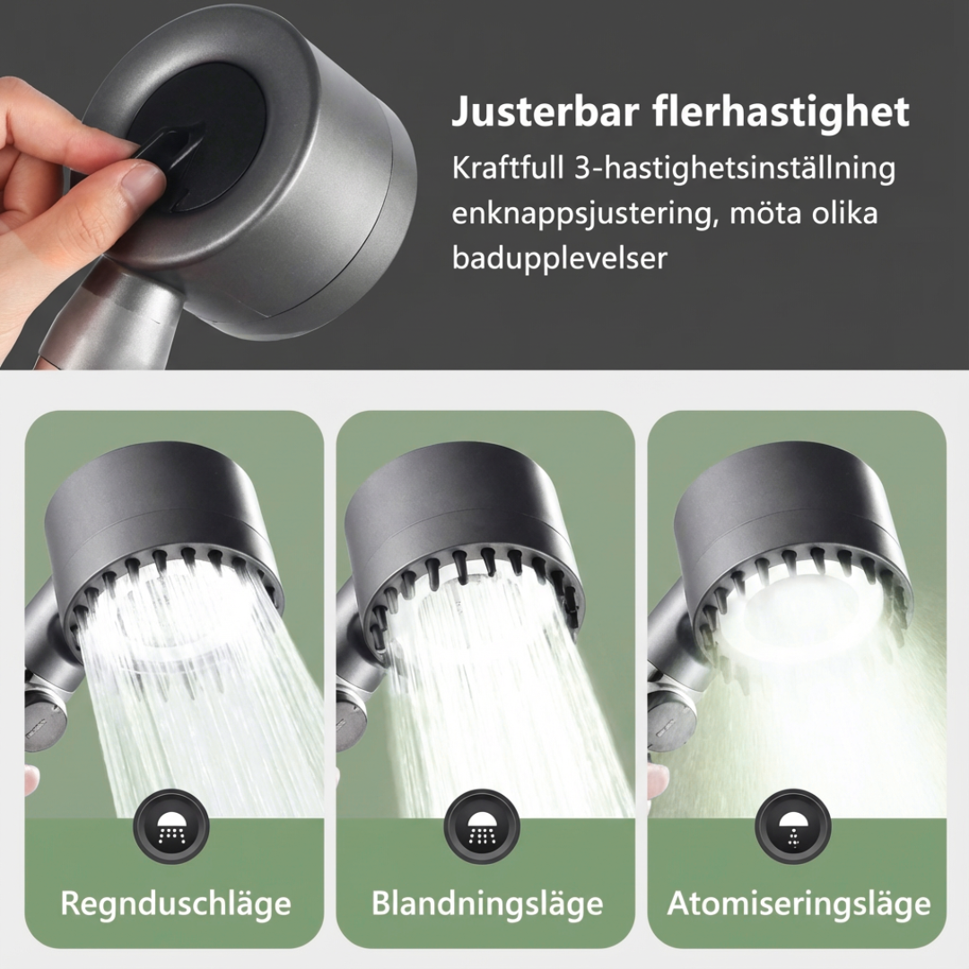Norillo™ – Duschhuvud med massage, 3-stegs tryck och renande vattenfilter
