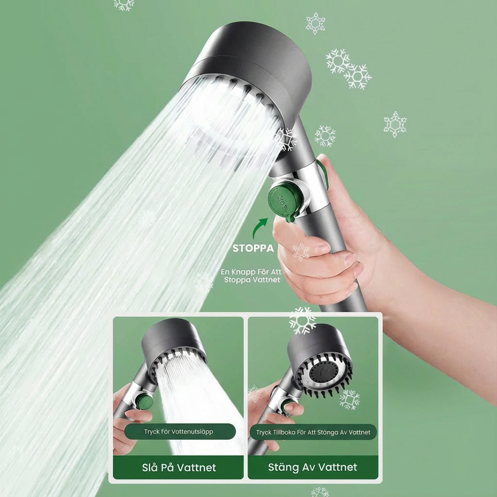 Norillo™ – Duschhuvud med massage, 3-stegs tryck och renande vattenfilter