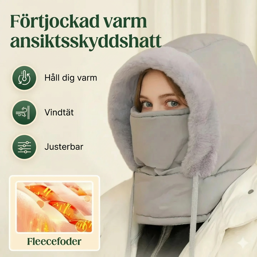 Norillo™ – Vindtät vinterhuva med justerbar passform för ansikte & hals