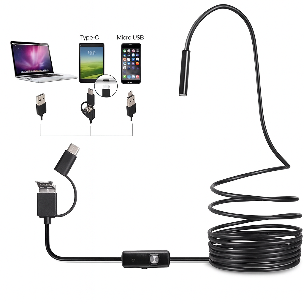 Norillo™ – Flexibel HD Endoskopkamera med 6 Justerbara LED-Lampor