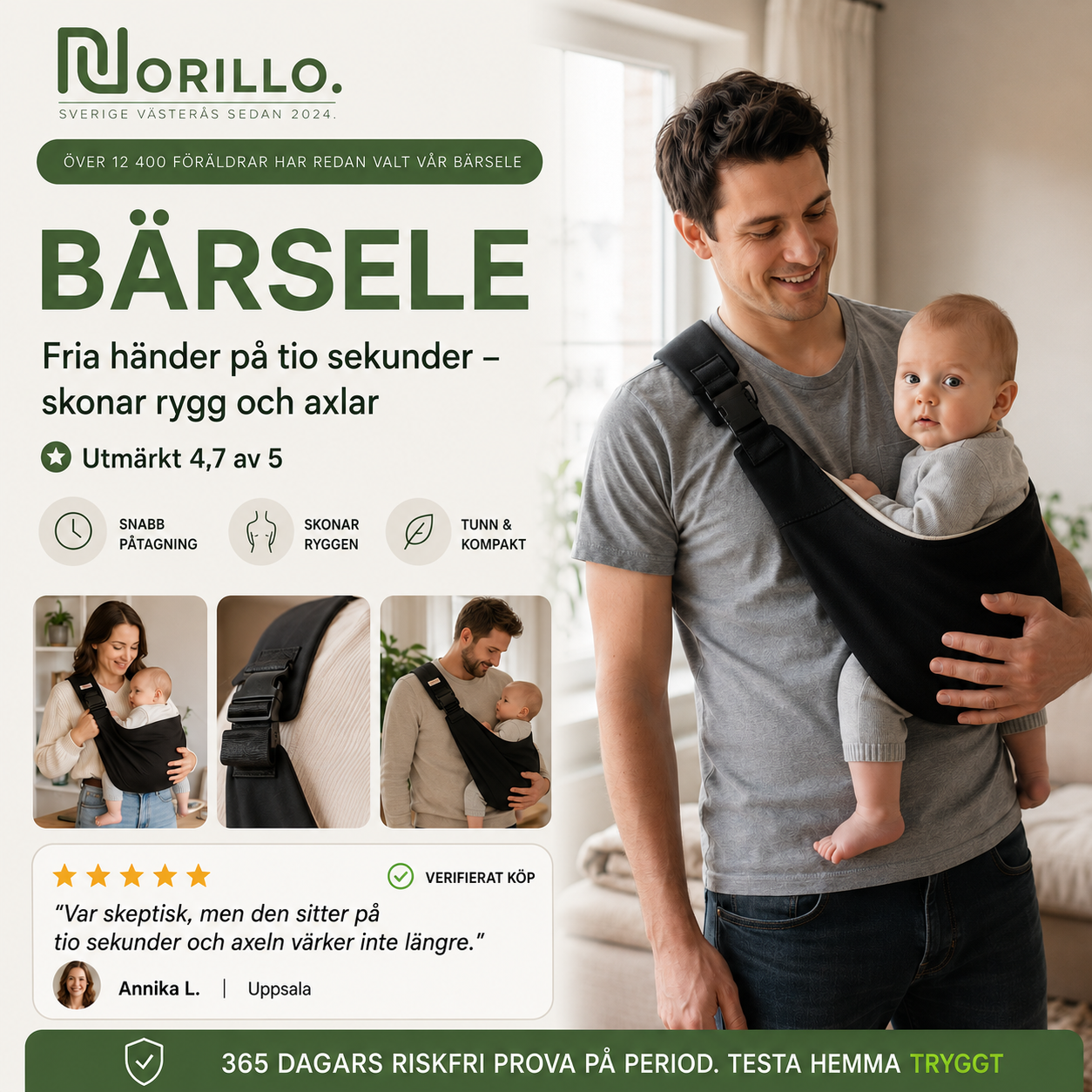 Norillo™ – Mjuk Bärsele som fördelar vikten och skonar ryggen