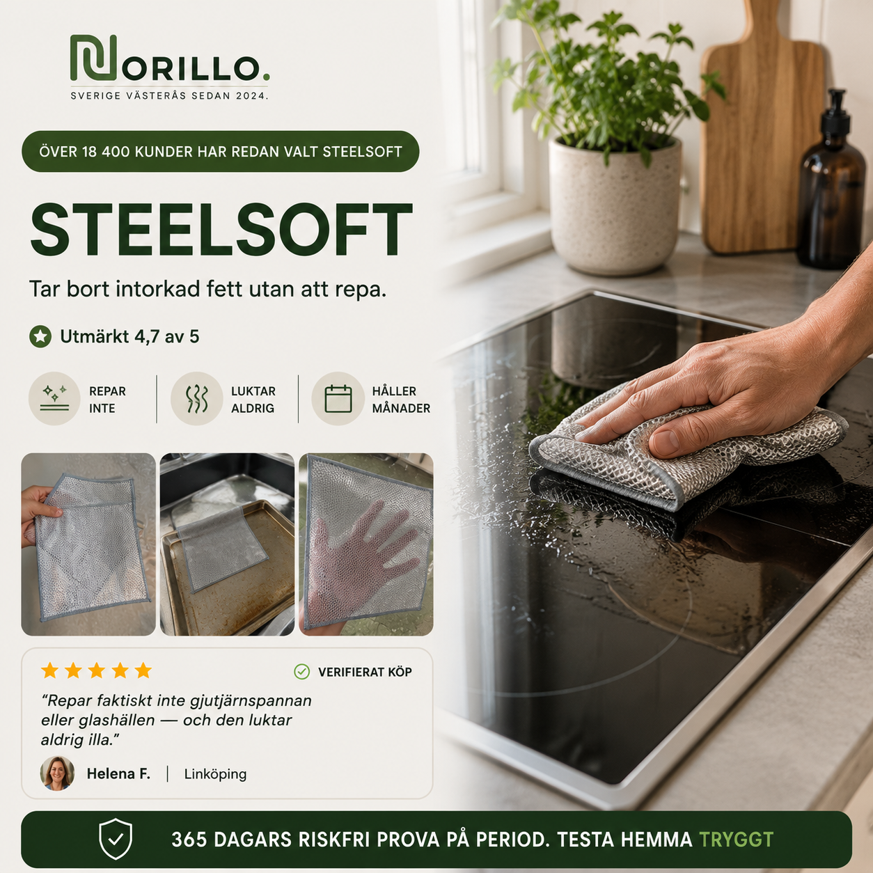Norillo® – SteelSoft – Diskduk i stål som tar fettet utan att repa