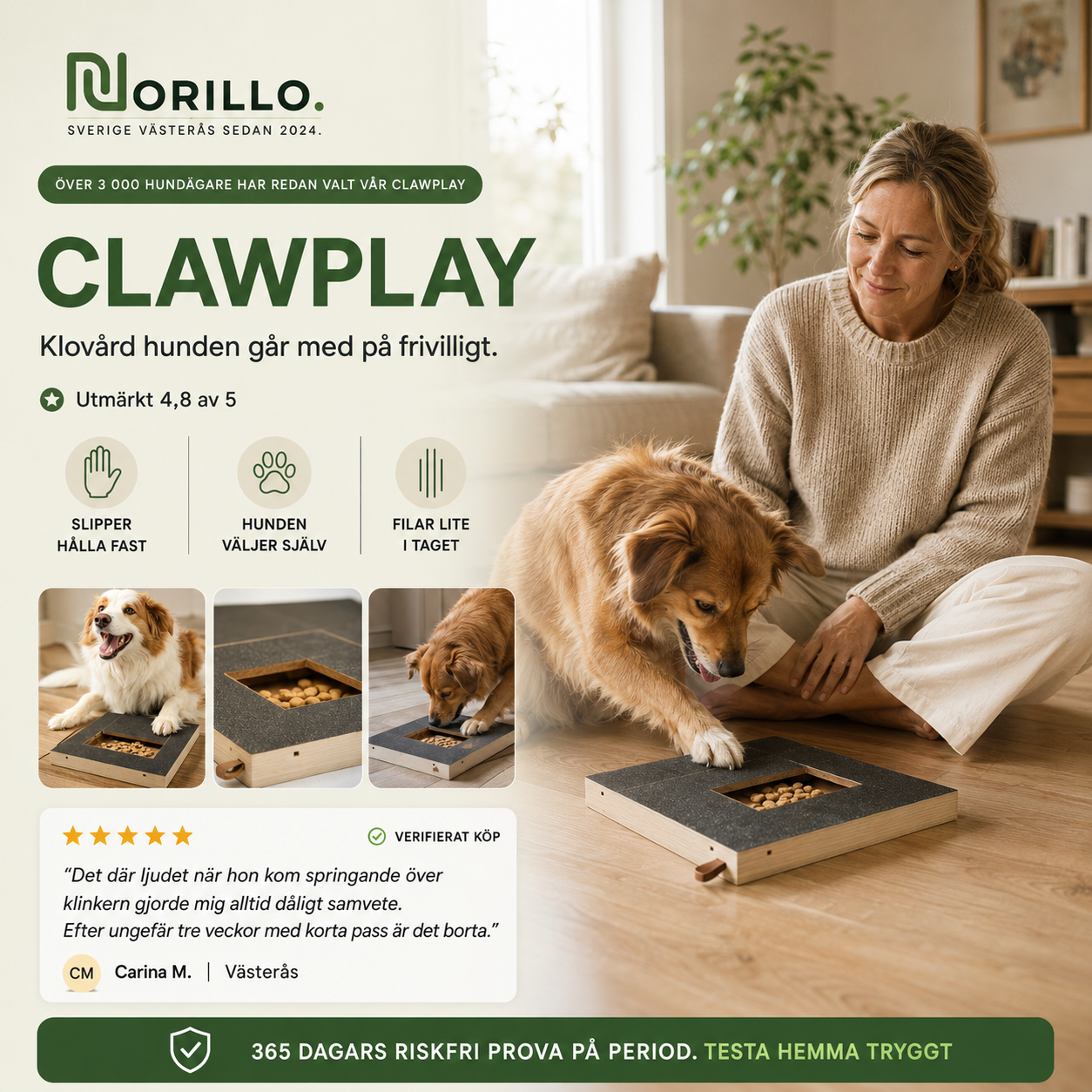 Norillo® – ClawPlay – Klofil som hunden skrapar utan fasthållning