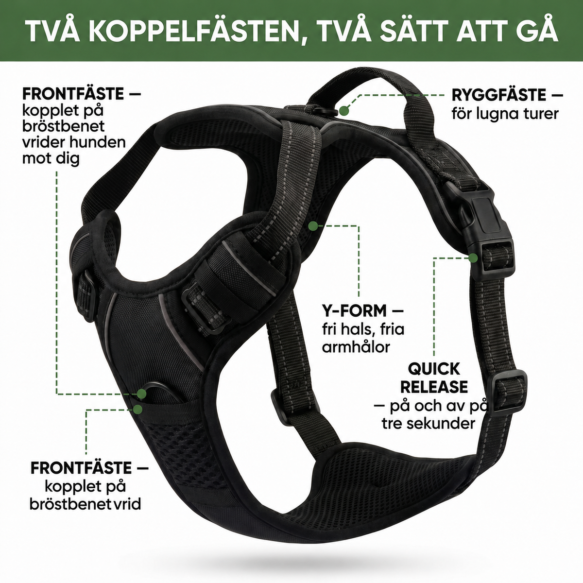 Norillo® – CalmStride – Hundsele med frontfäste för lugnare promenader