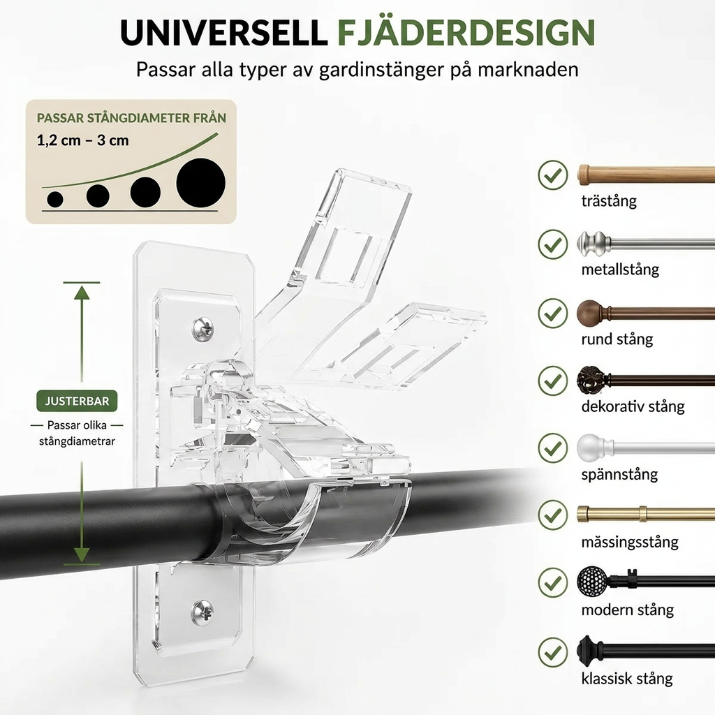 Norillo™ – Självhäftande Gardinstångshållare utan borrning i väggen