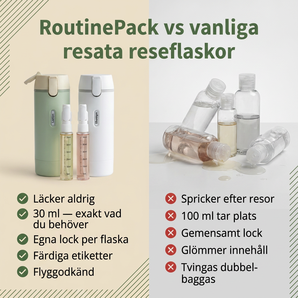Norillo™ – RoutinePack – Bär hela din rutin i en läckagesäker flaska