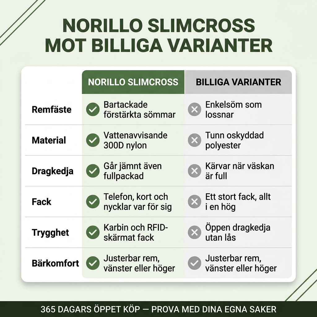 Norillo® – SlimCross – Kompakt crossbody som ersätter fulla fickor