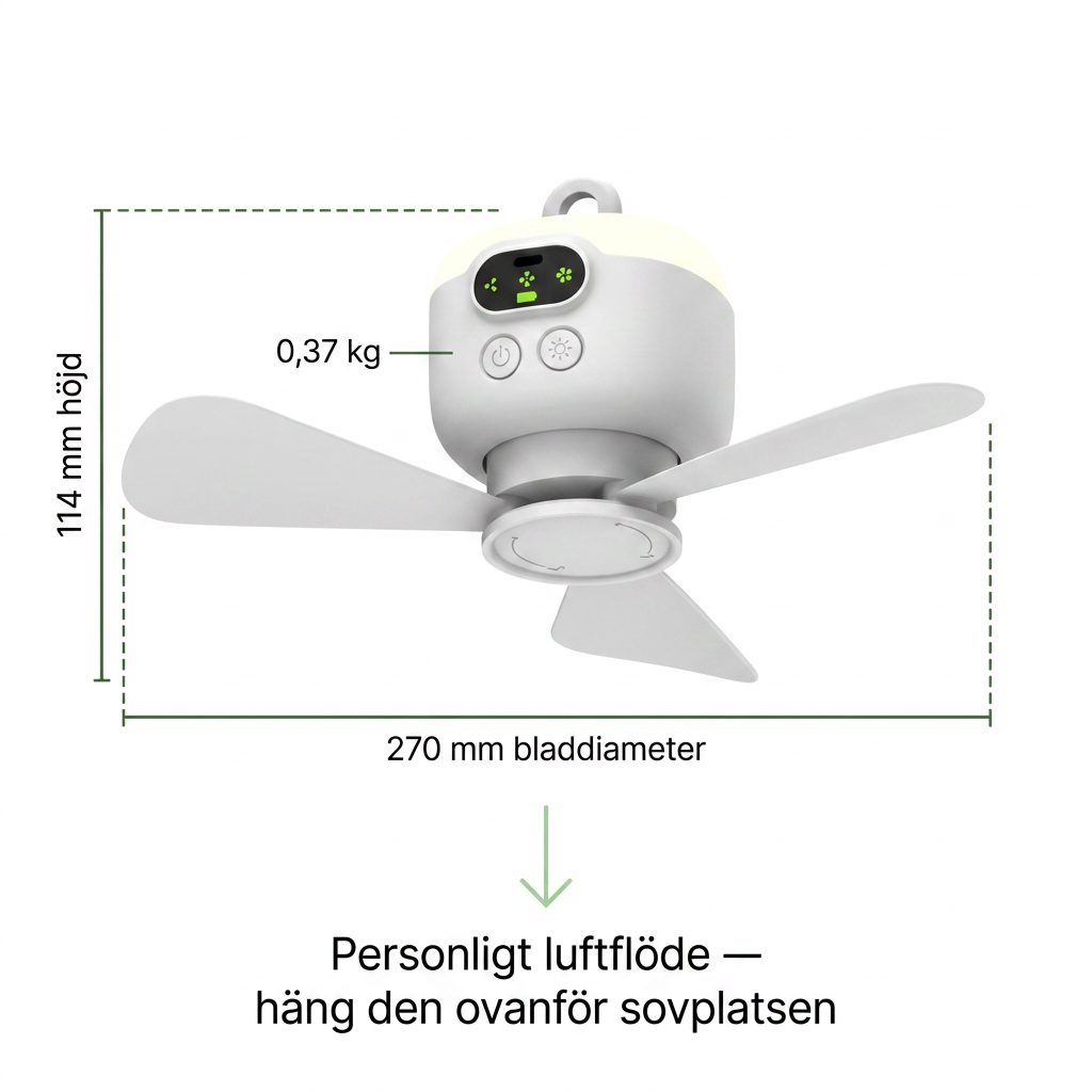Norillo® – NightBreeze – Tyst fläkt och lampa för svala nätter i tältet