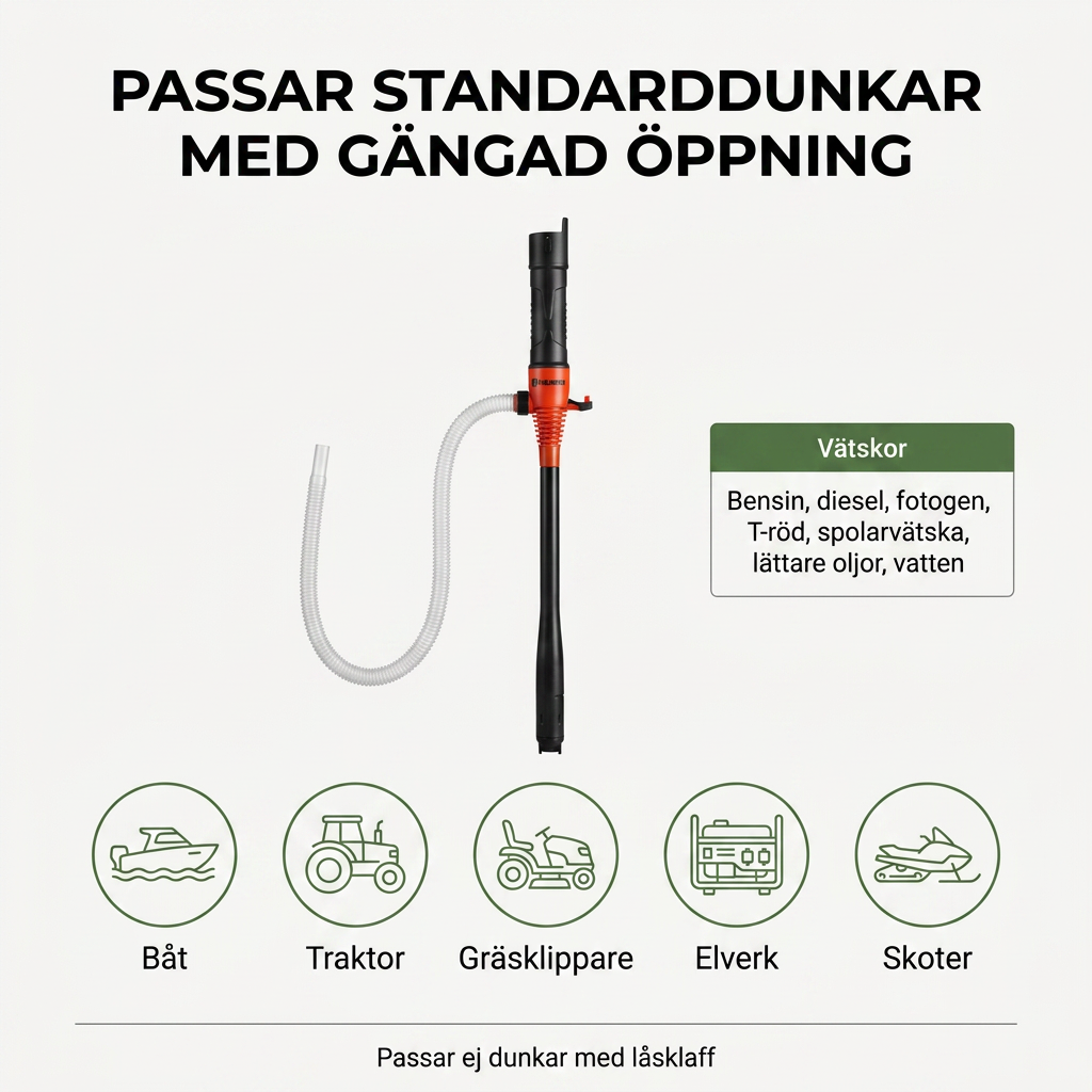 Norillo® – TankFlow – Pumpa bränsle från dunk utan lyft och spill