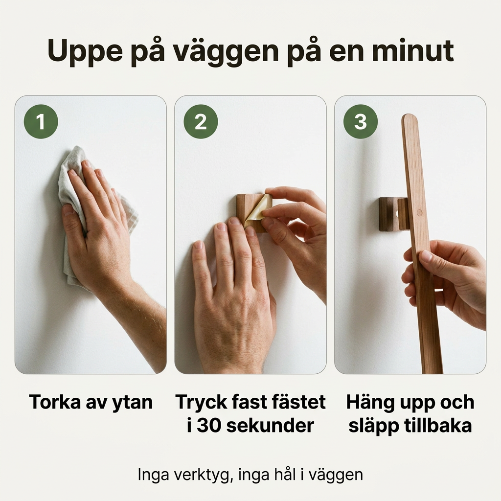 Norillo® – ClickHold – Långt skohorn i trä som klickar fast på väggen
