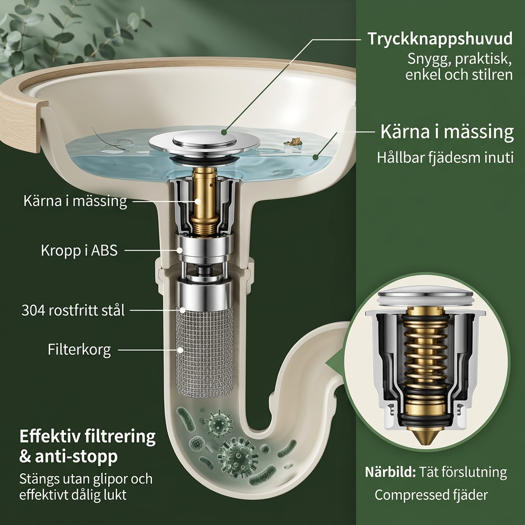 Norillo™ – Rostfritt avloppsfilter som stoppar hår och dålig lukt