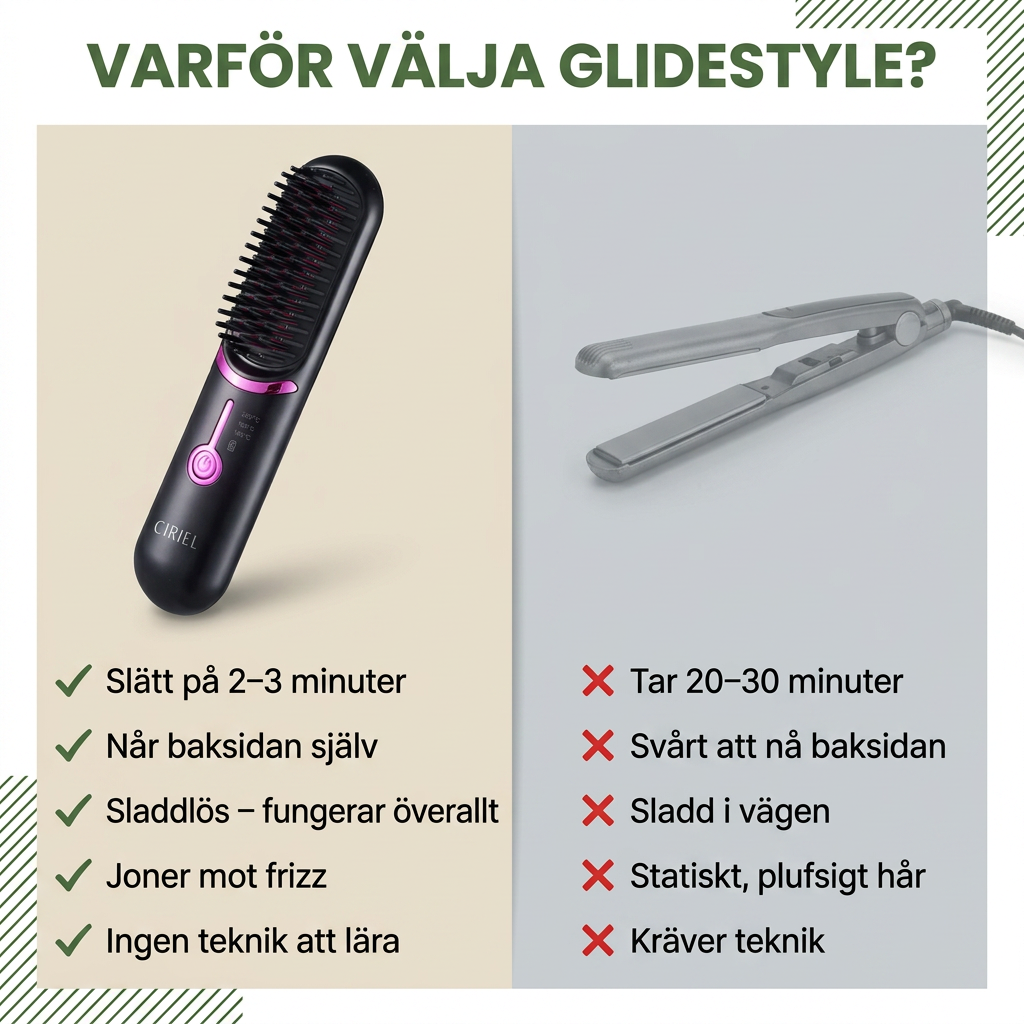 Norillo® – GlideStyle – Sladdlös värmeborste för slätt hår på minuter