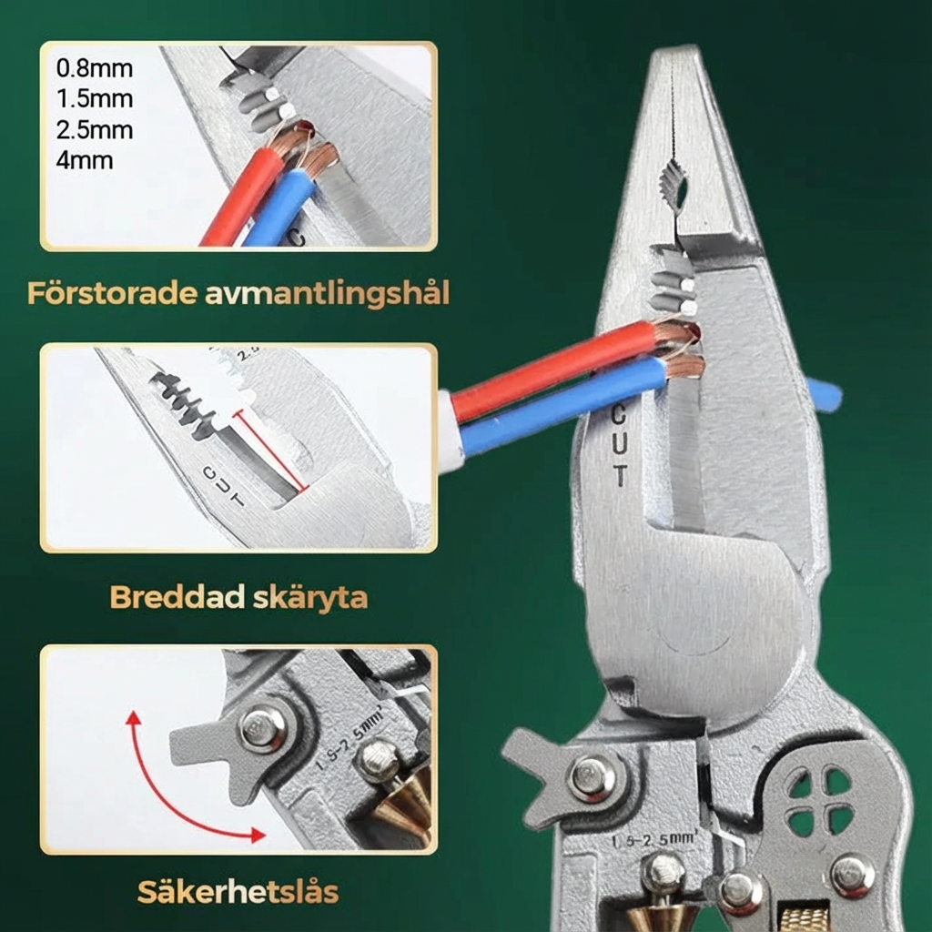 Norillo™ – 8-i-1 avmantlingstång för snabb kapning & kabelarbete