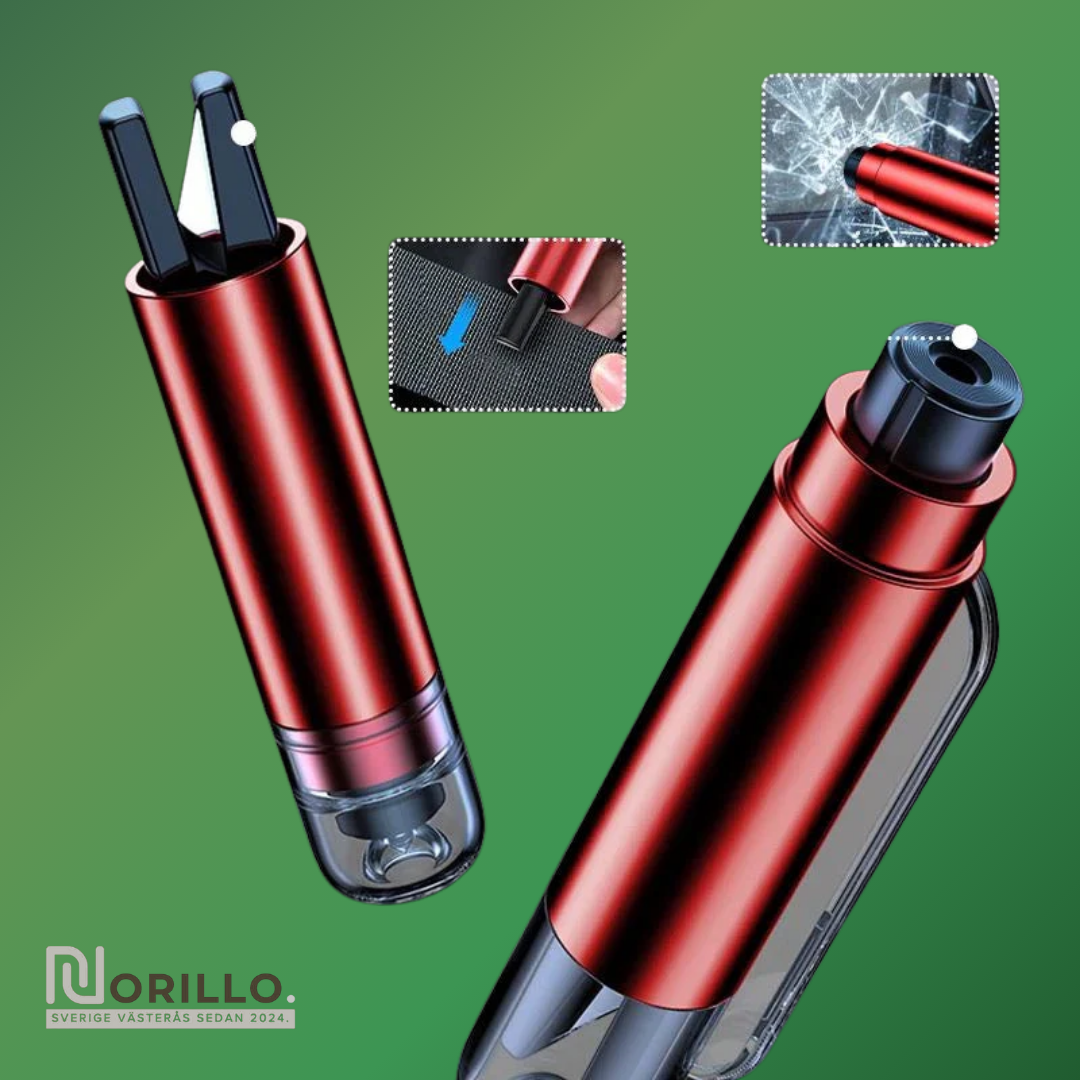 Norillo™ – 2-i-1 Bilräddare: Glasbrytare och Bältesskärare i Ett