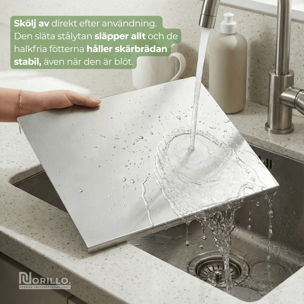Norillo™ – hygienisk & bakterietålig – skärbräda i rostfritt stål