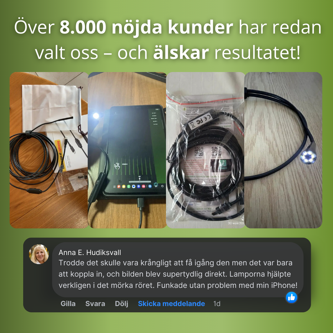 Norillo™ – Flexibel HD Endoskopkamera med 6 Justerbara LED-Lampor