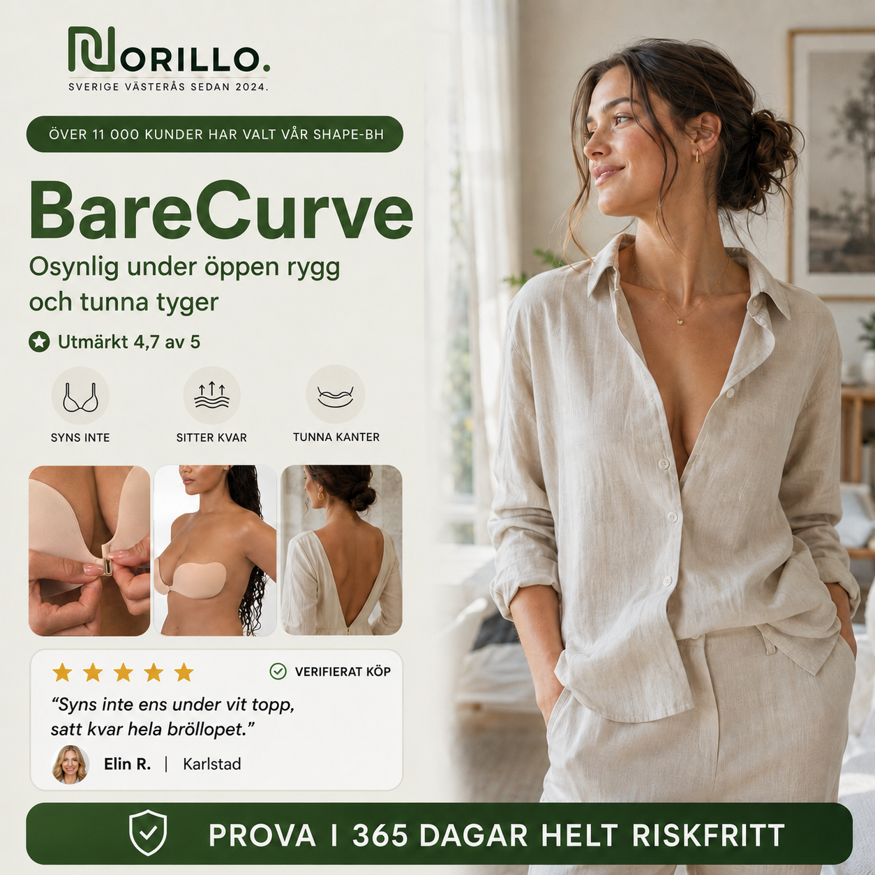 Norillo® – BareCurve – Bandlös bh som formar under ryggfria plagg