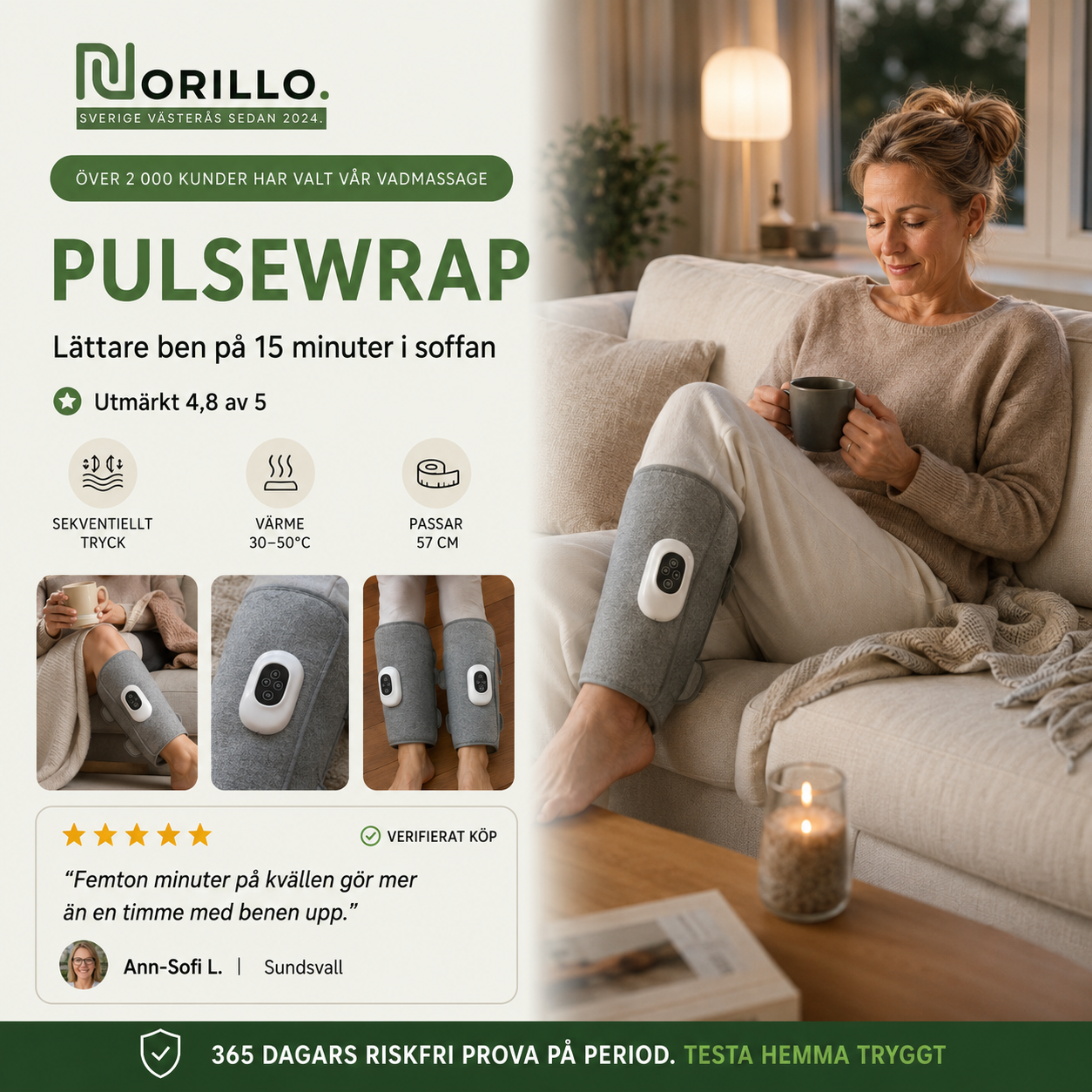 Norillo® – PulseWrap – Vadmassage med värme som lättar tunga ben