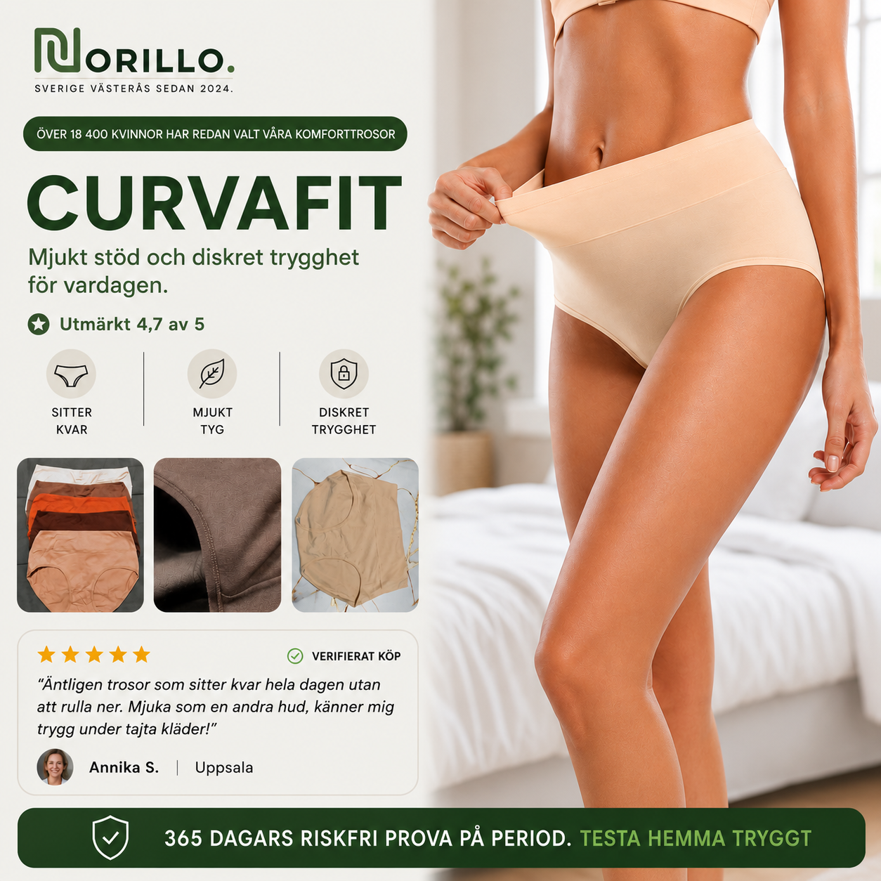 Norillo® – CurvaFit – Hög midja som slätar ut & skyddar mot lätta läckage